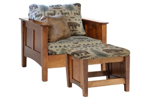 upholstered chair and upholstered ottoman